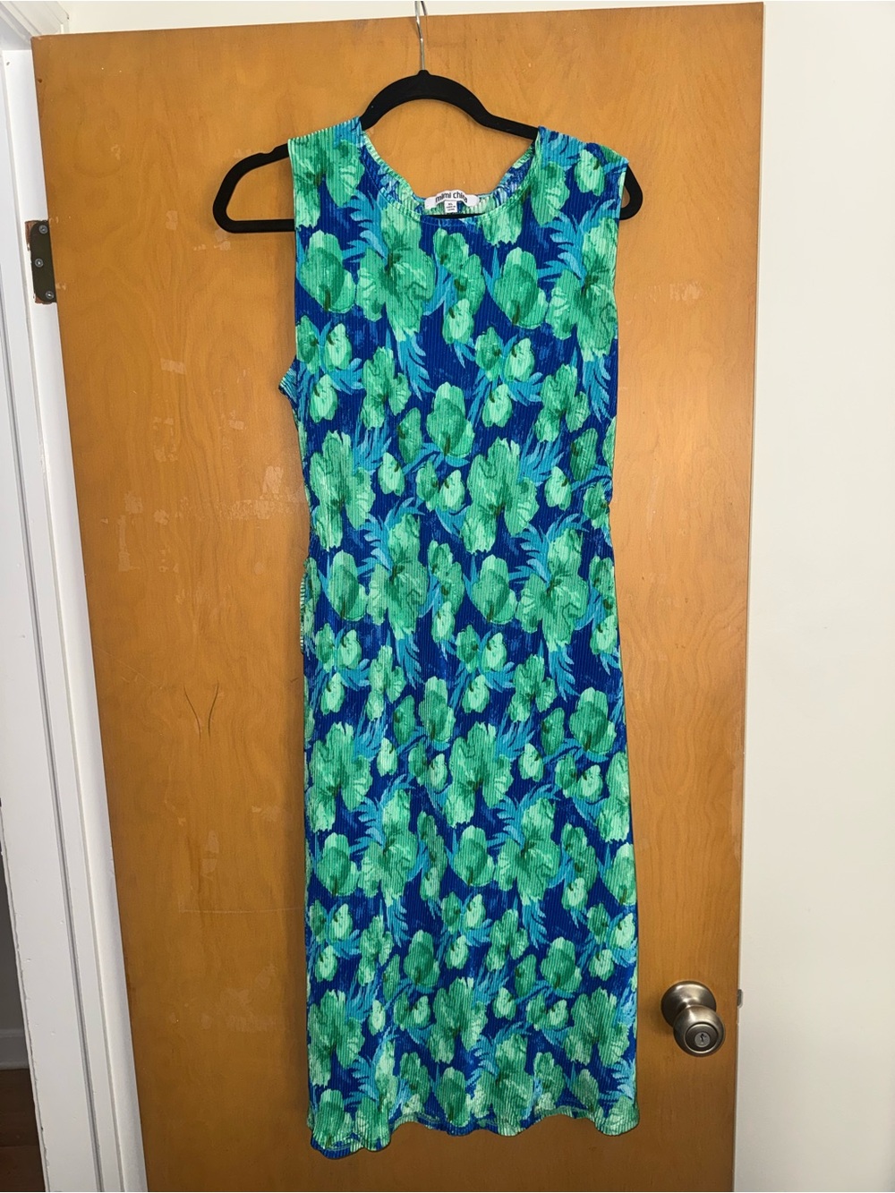 Sleeveless Blue & Green Floral Dress